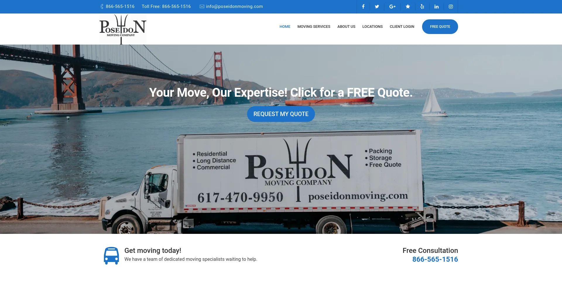 Screenshot of poseidonmoving.com homepage