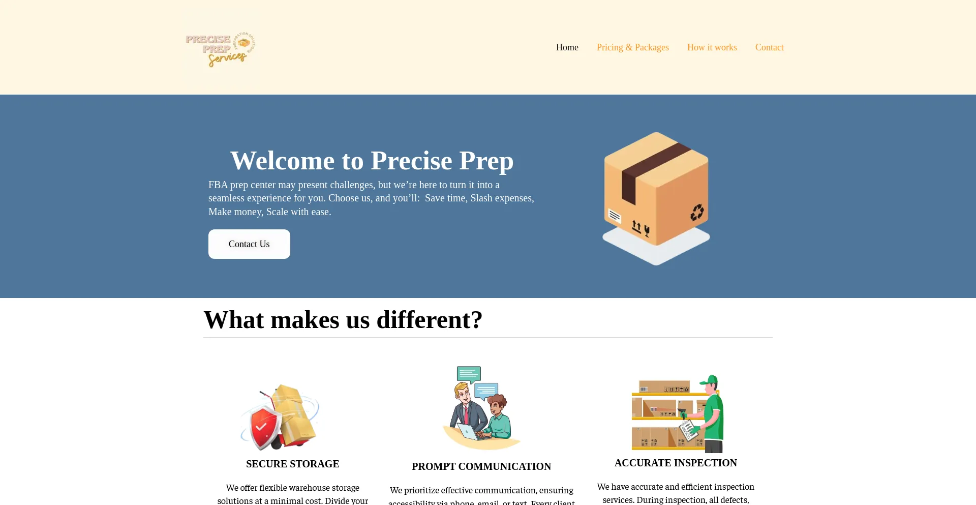 Screenshot of precisepreps.com homepage