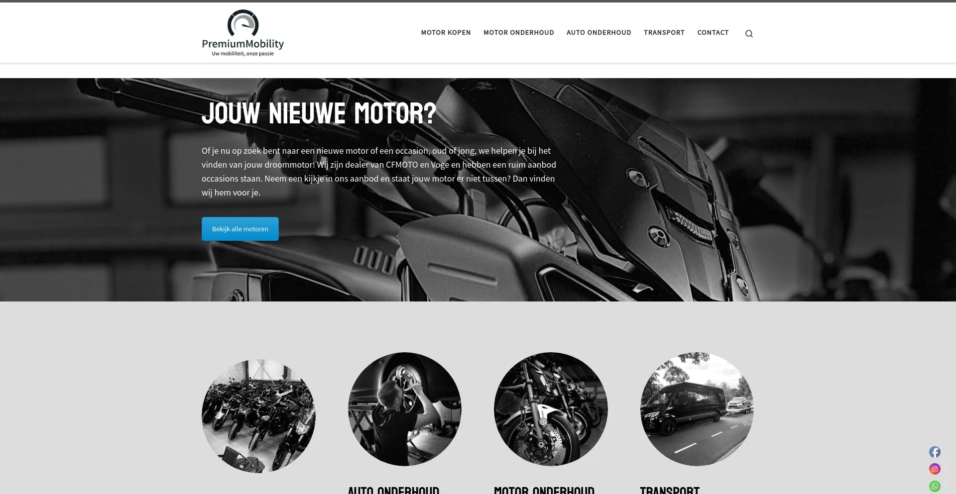 Screenshot of premiummobility.nl homepage