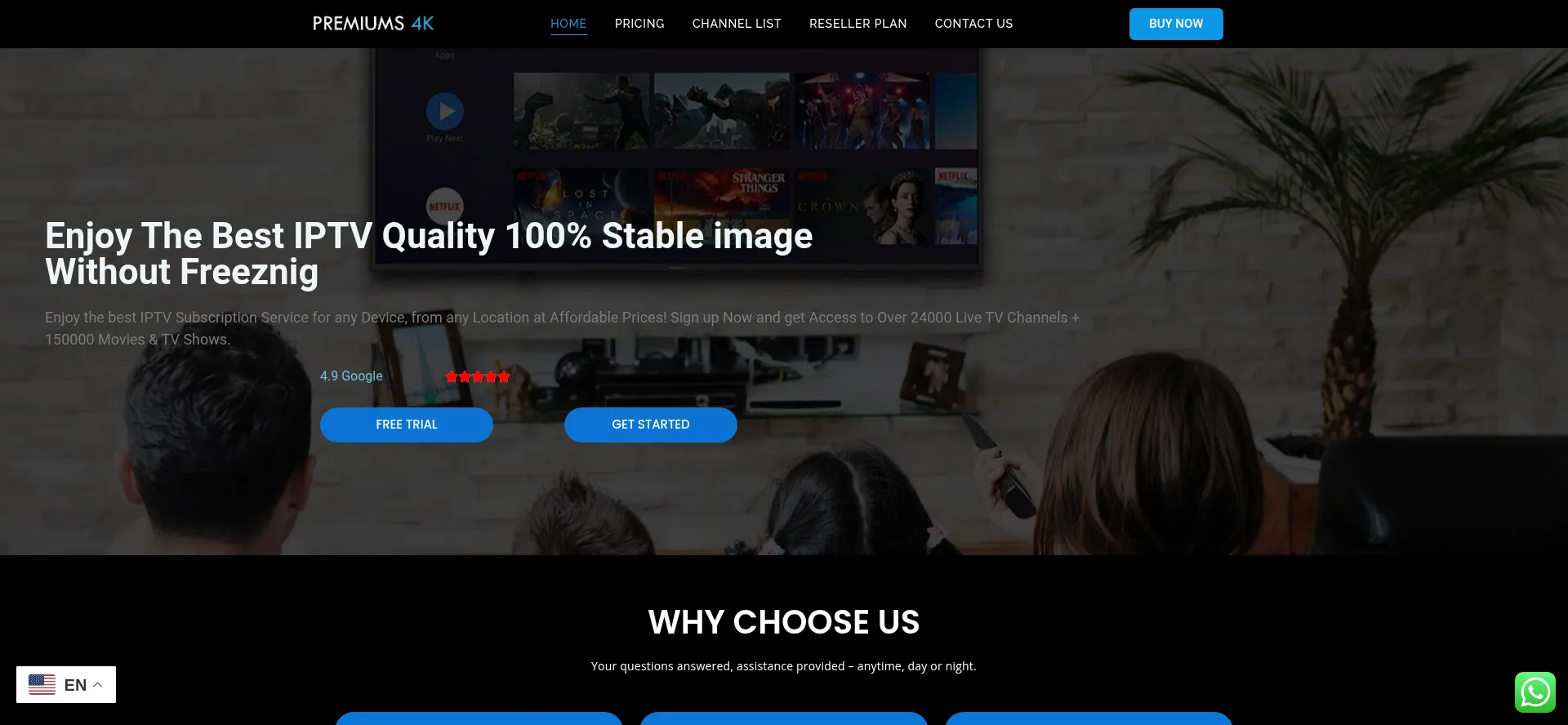 Screenshot of premiums-4k.com homepage