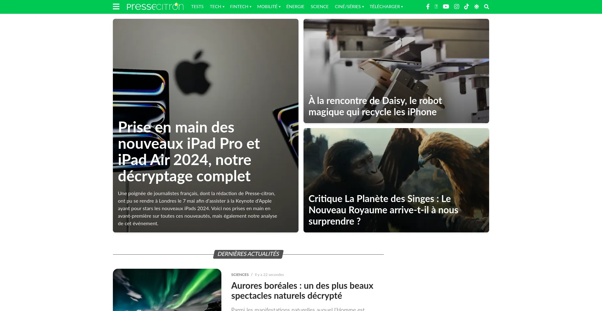 Screenshot of presse-citron.net homepage