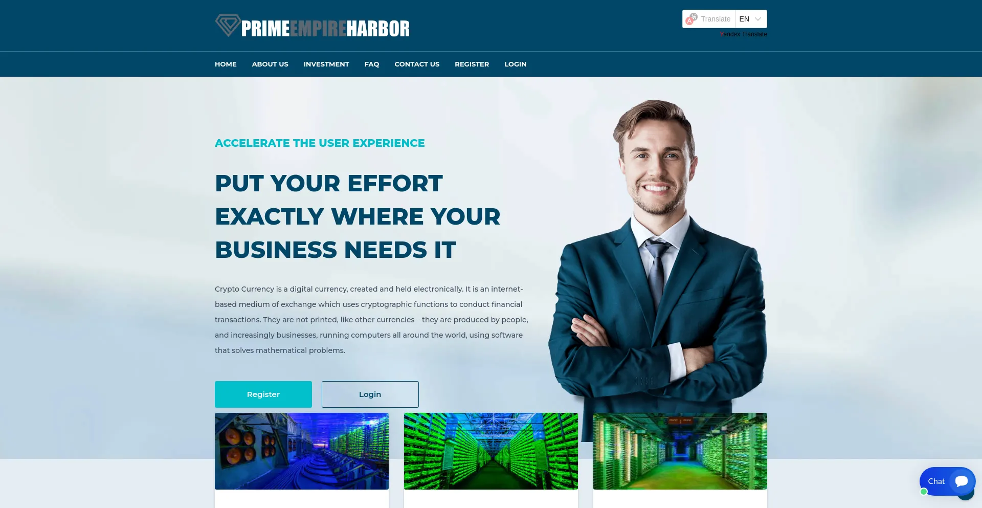 Screenshot of primeempireharbor.com homepage