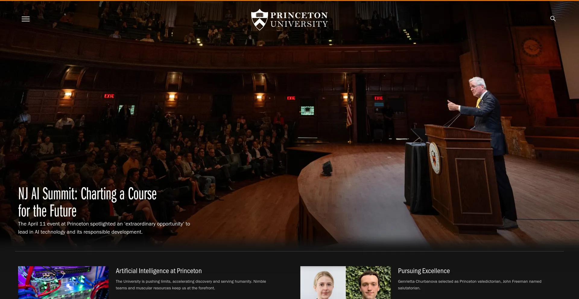 Screenshot of princeton.edu homepage