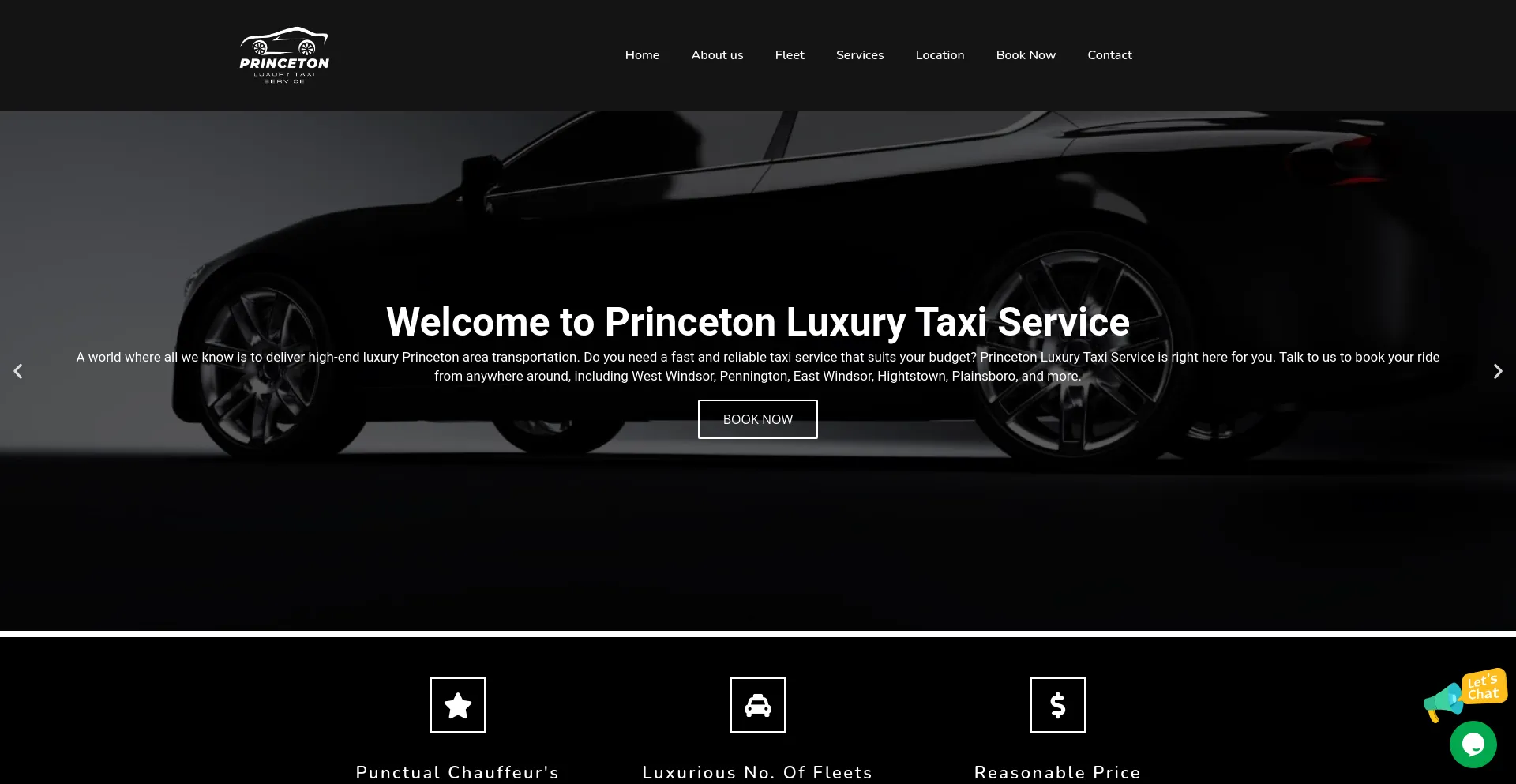 Screenshot of princetonluxurytaxiservice.com homepage