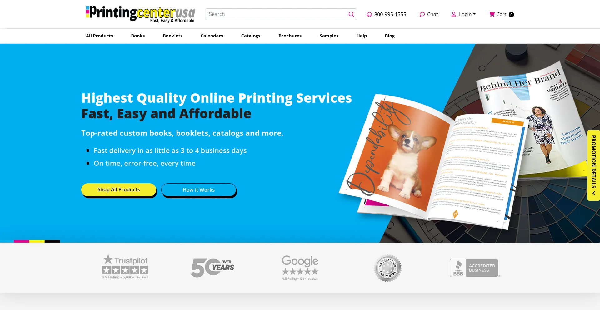 Screenshot of printingcenterusa.com homepage