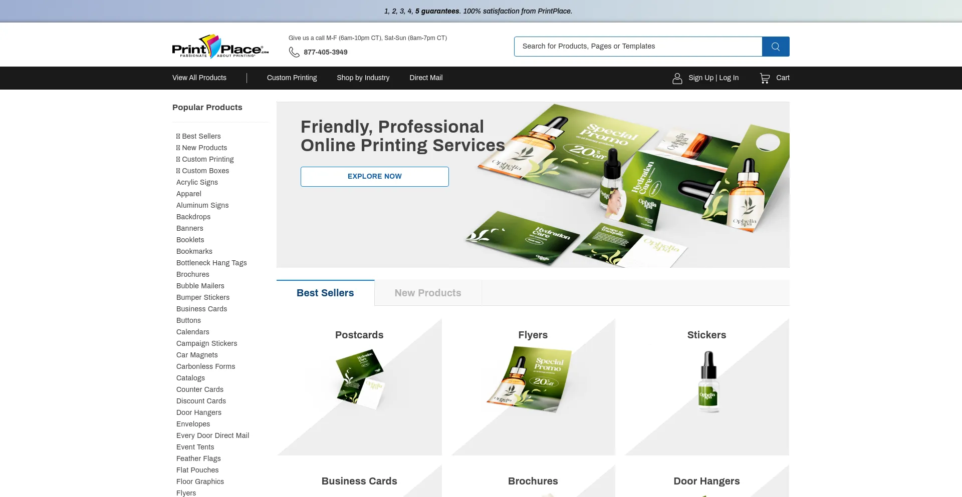 Screenshot of printplace.com homepage