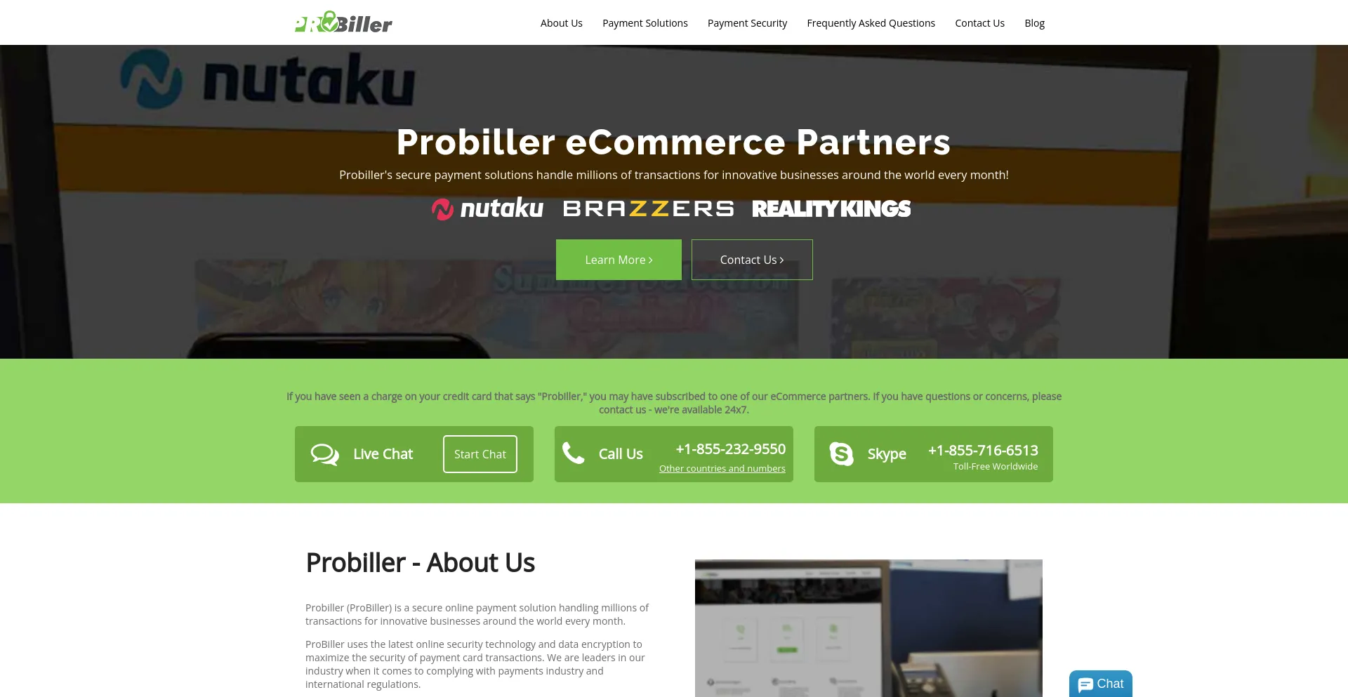 Screenshot of probiller.com homepage