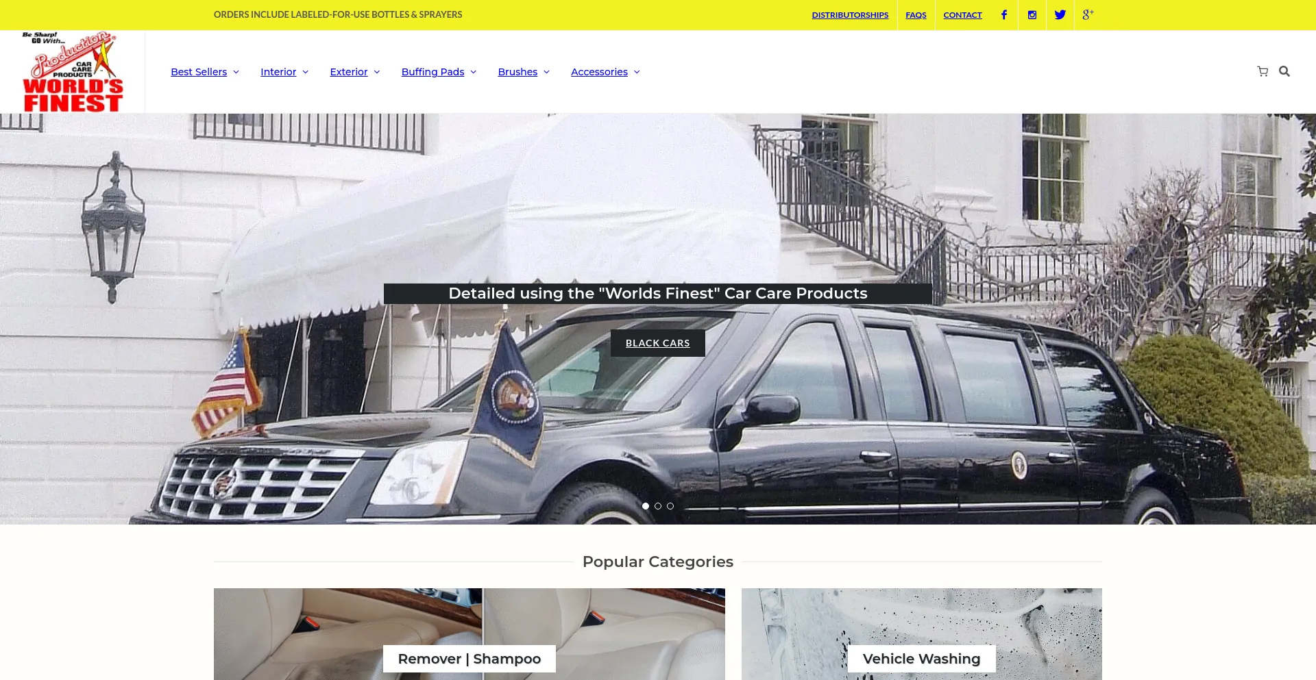 Screenshot of productioncarcare.com homepage