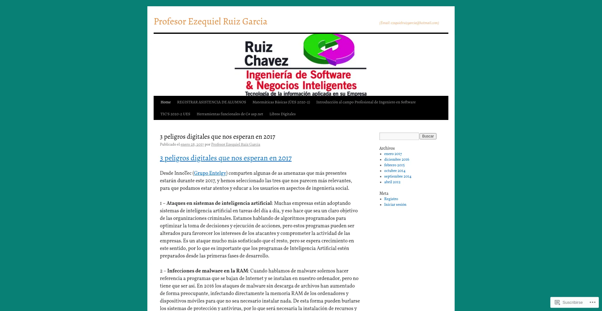 Screenshot of profesorezequielruizgarcia.wordpress.com homepage