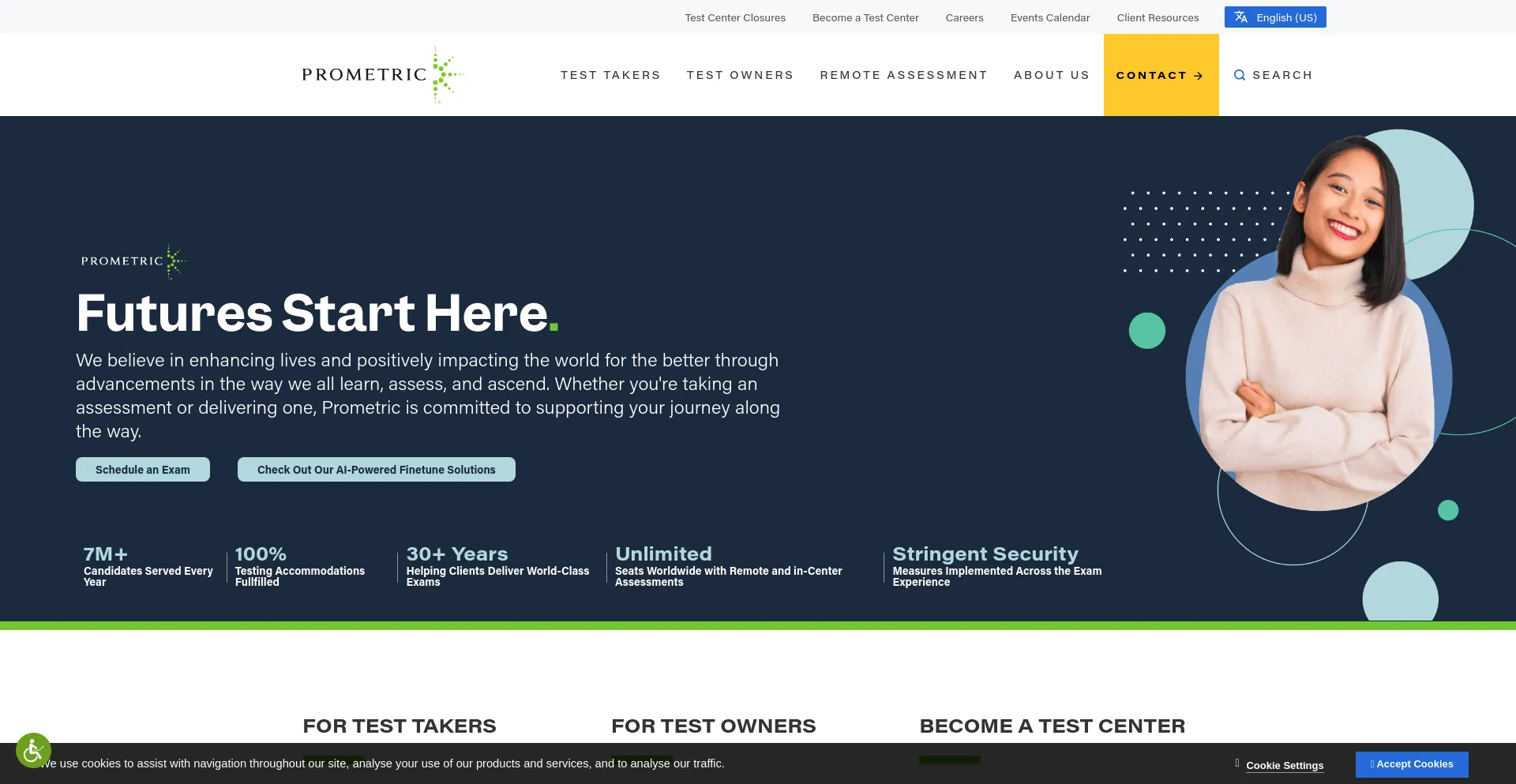 Screenshot of prometric.com homepage