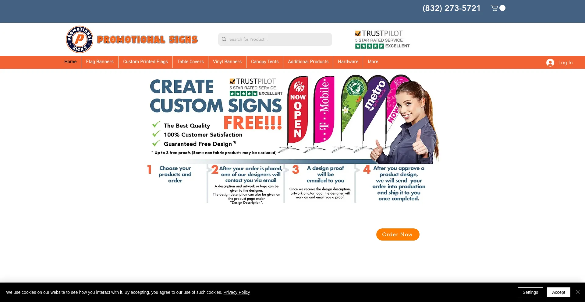 Screenshot of promotionalsigns.com homepage