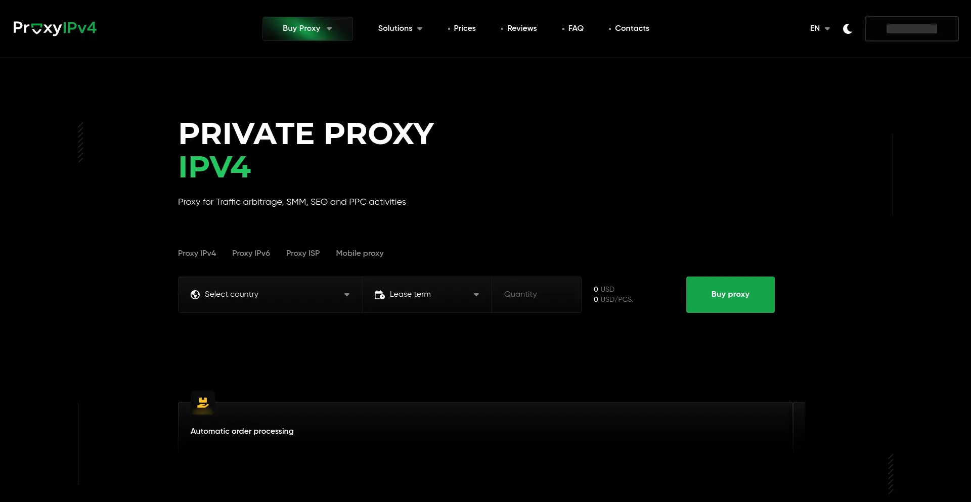 Screenshot of proxy-ipv4.com homepage