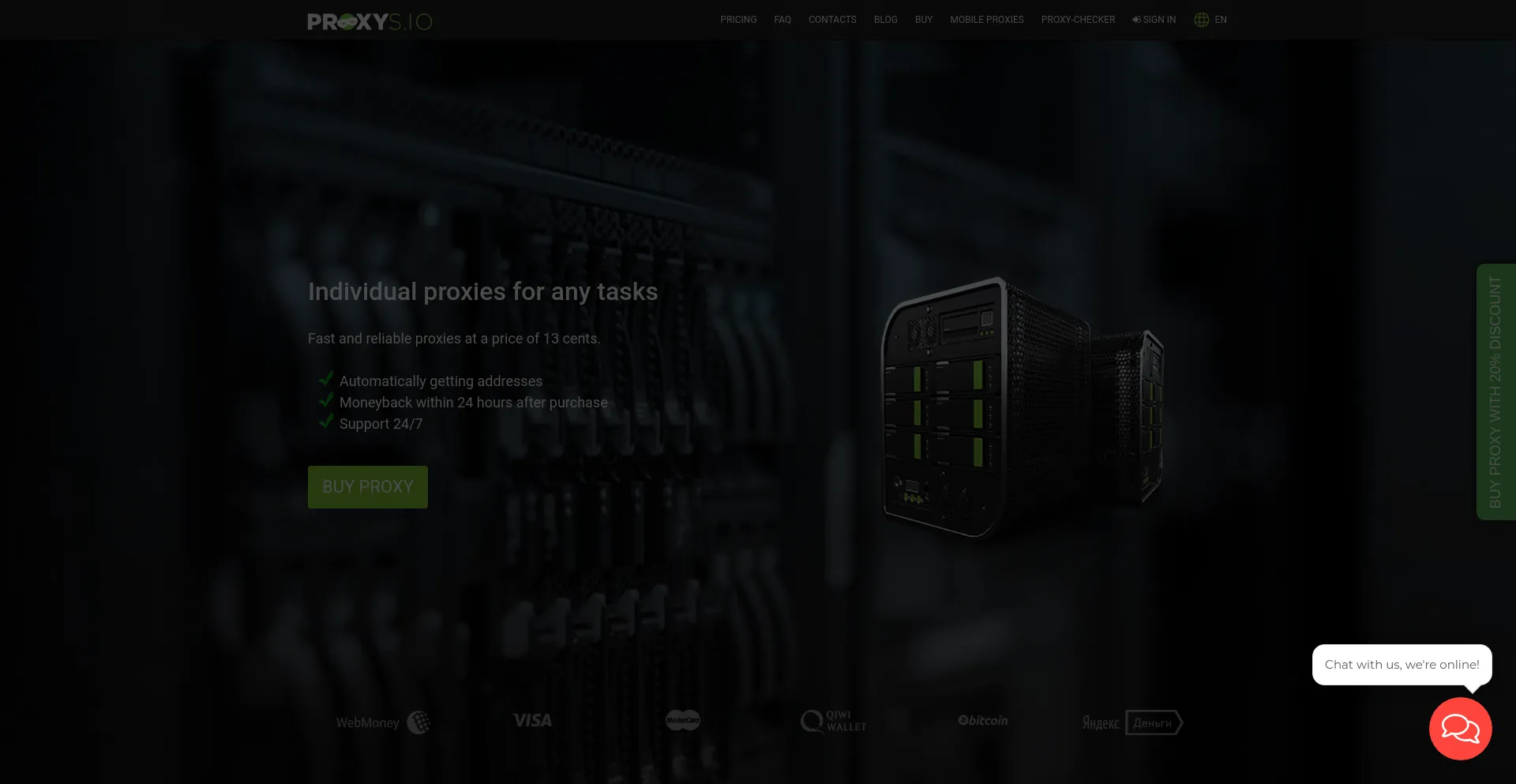 Screenshot of proxys.io homepage