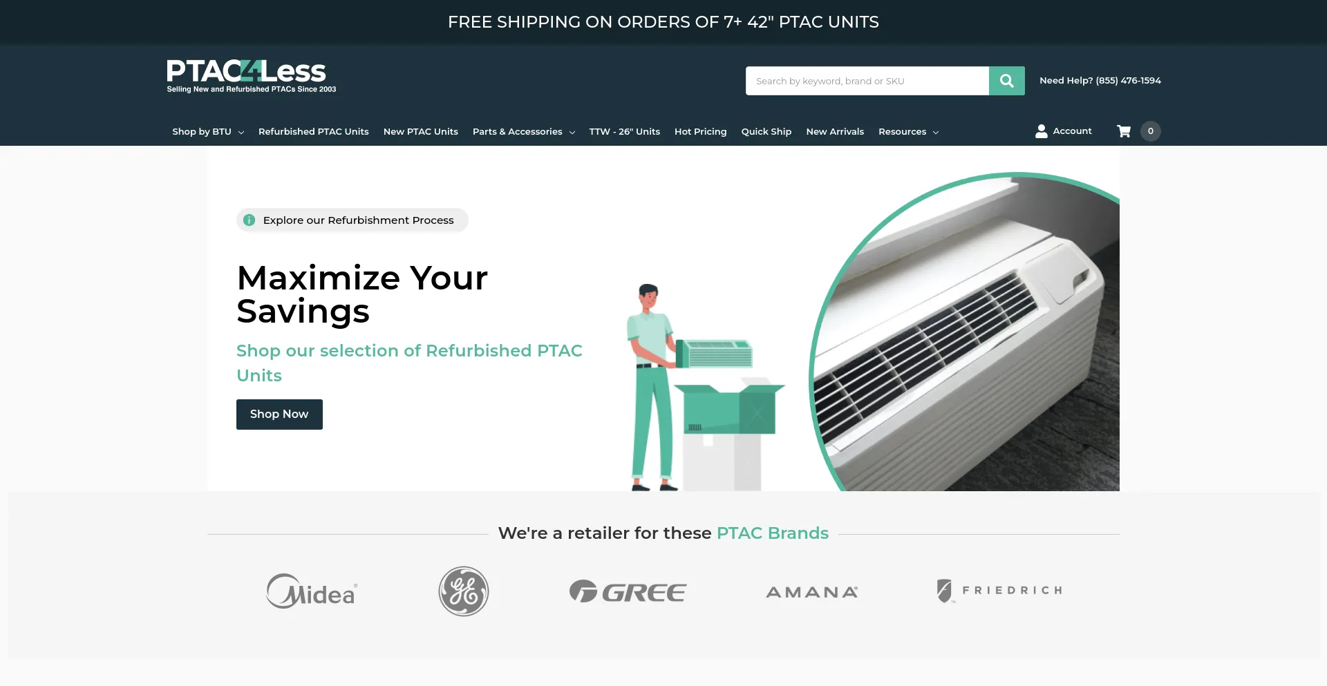 Screenshot of ptac4less.com homepage