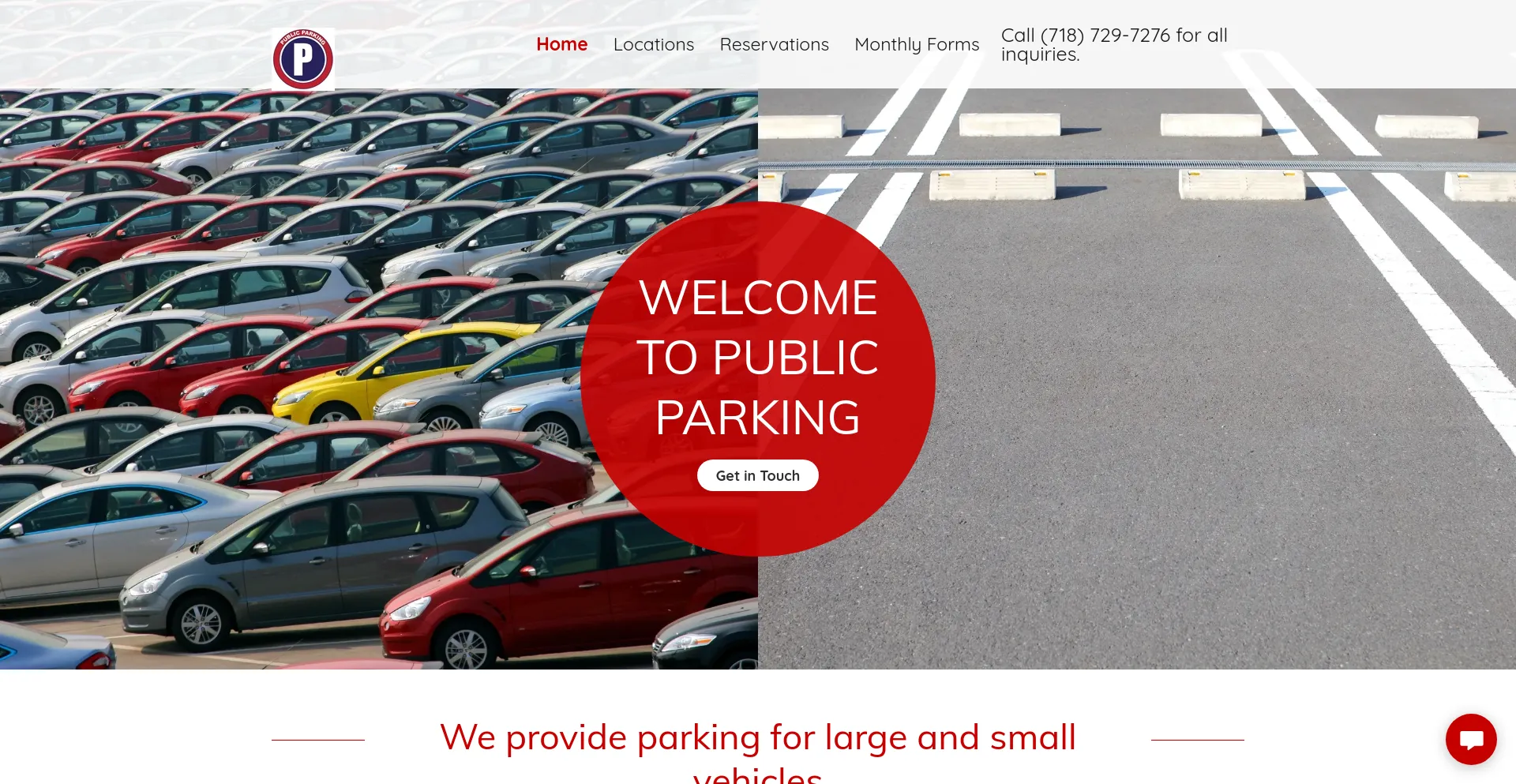 Screenshot of publicparkinginc.com homepage