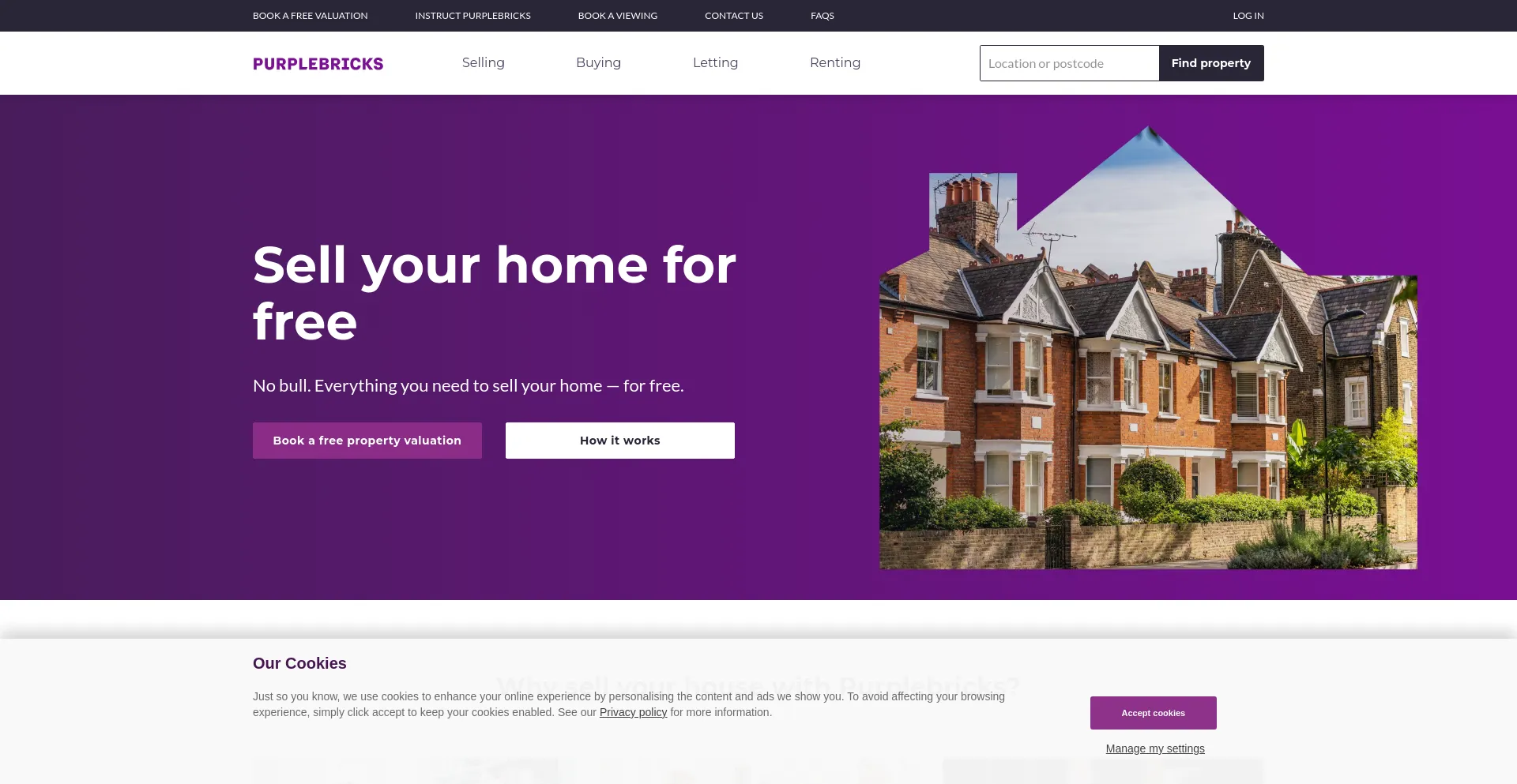 Screenshot of purplebricks.com homepage