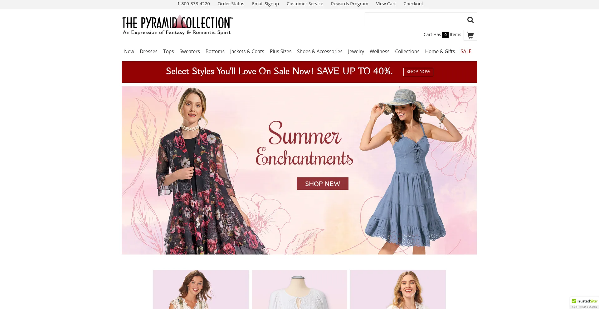 Screenshot of pyramidcollection.com homepage