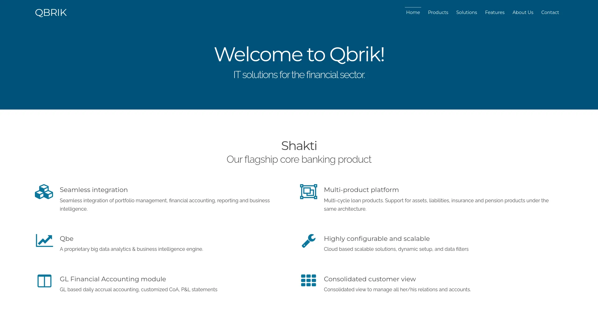 Screenshot of qbrik.in homepage