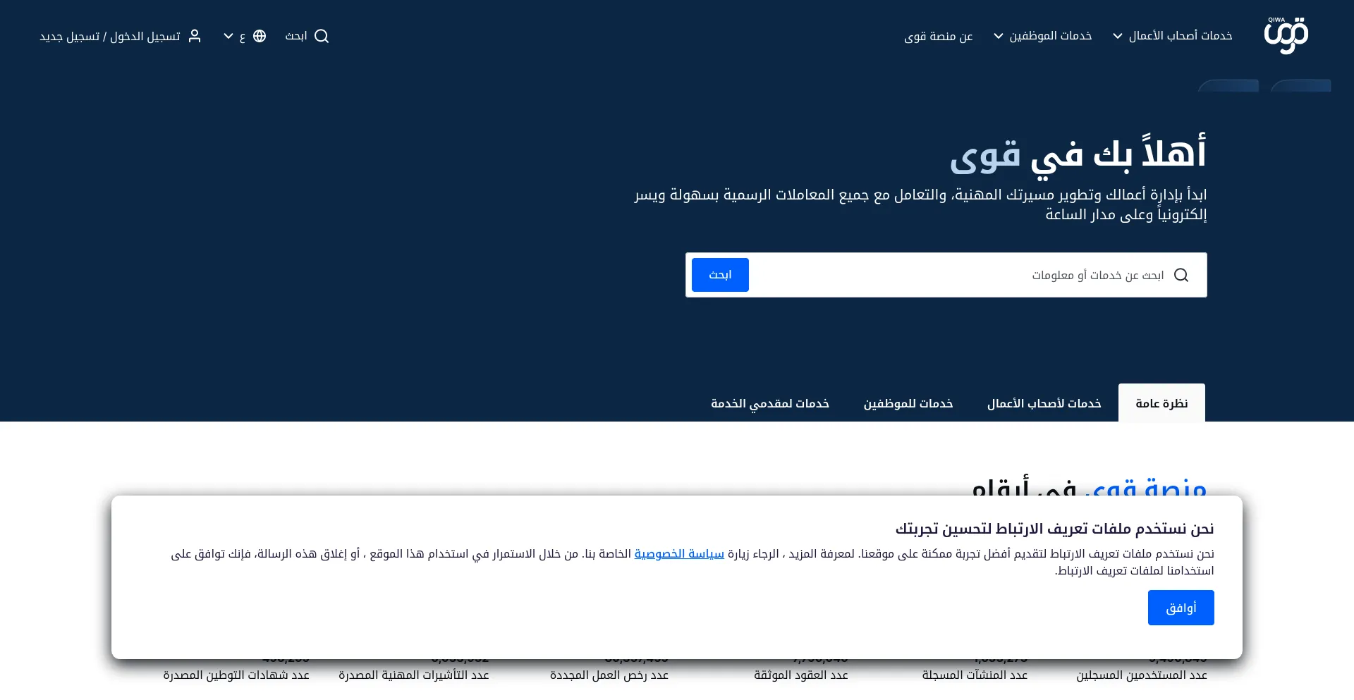 Screenshot of qiwa.sa homepage