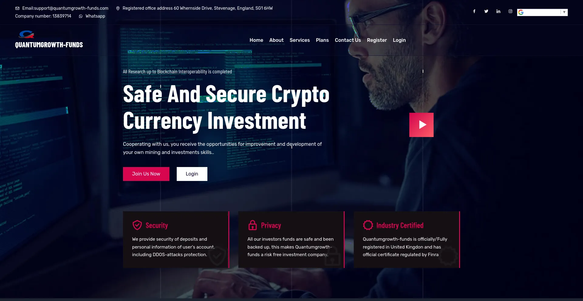 Screenshot of quantumgrowth-funds.com homepage