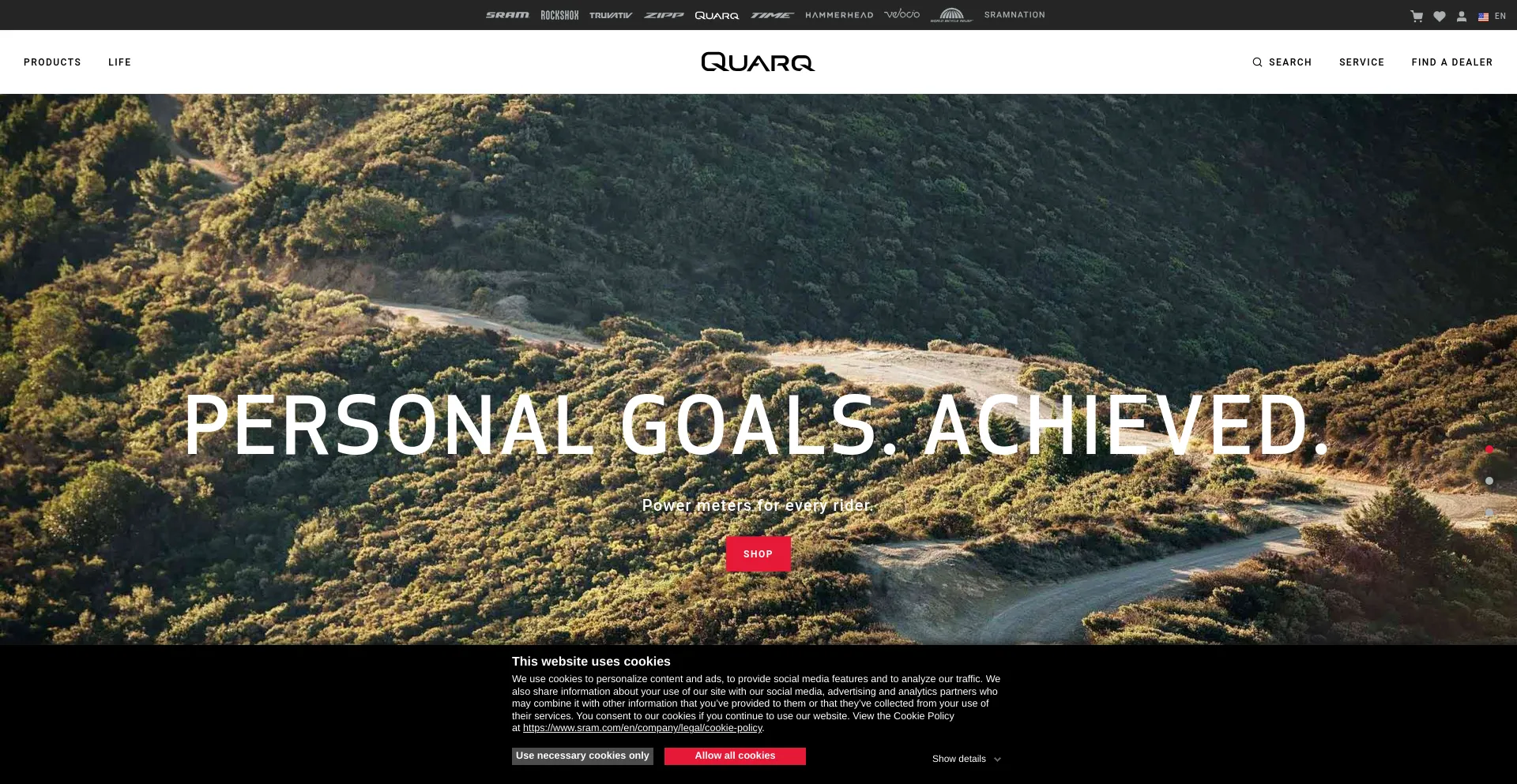 Screenshot of quarq.com homepage