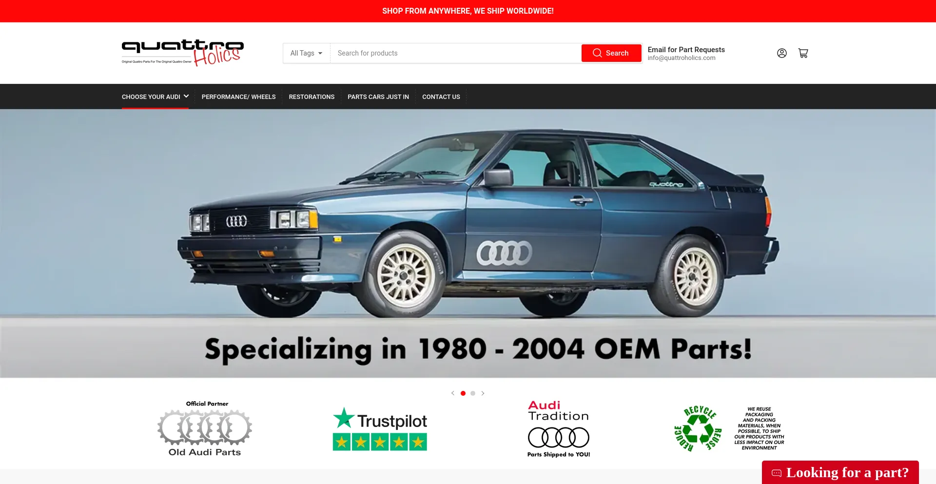 Screenshot of quattroholics.com homepage