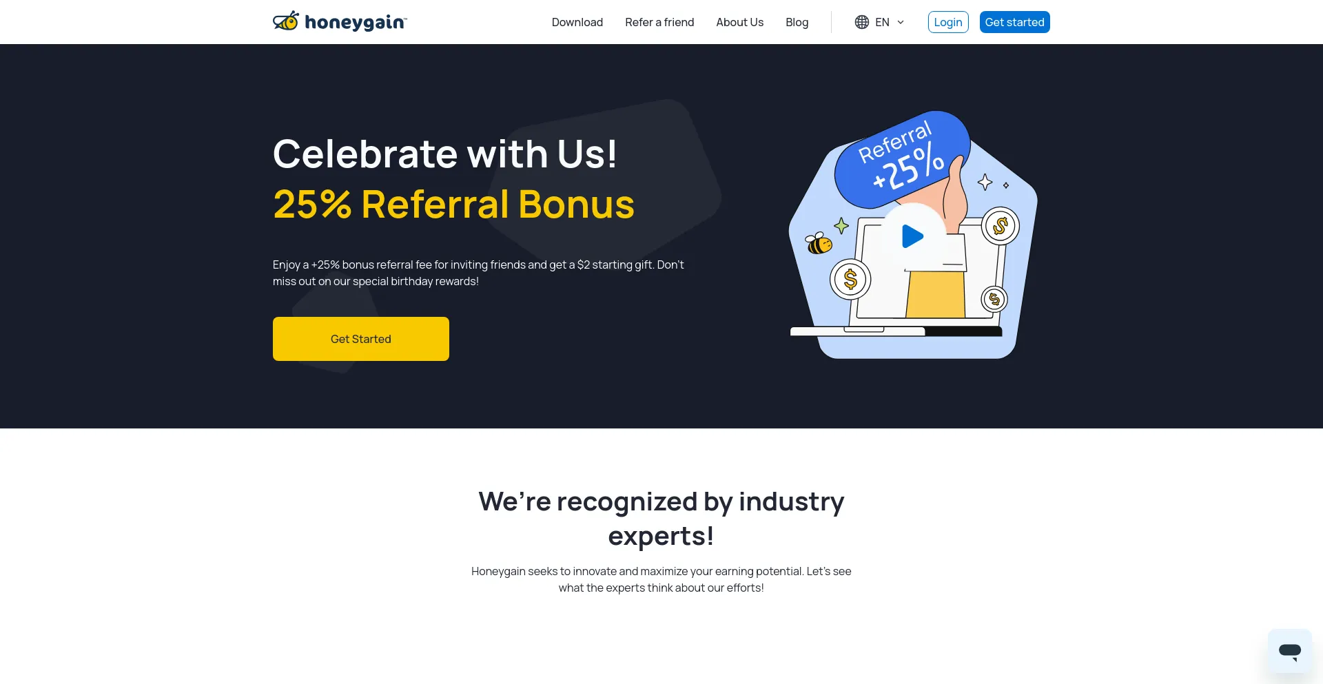 Screenshot of r.honeygain.me homepage