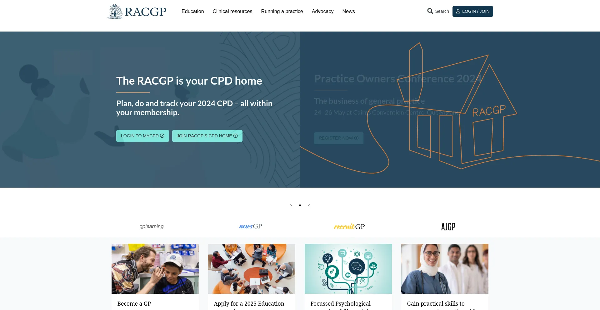 Screenshot of racgp.org.au homepage
