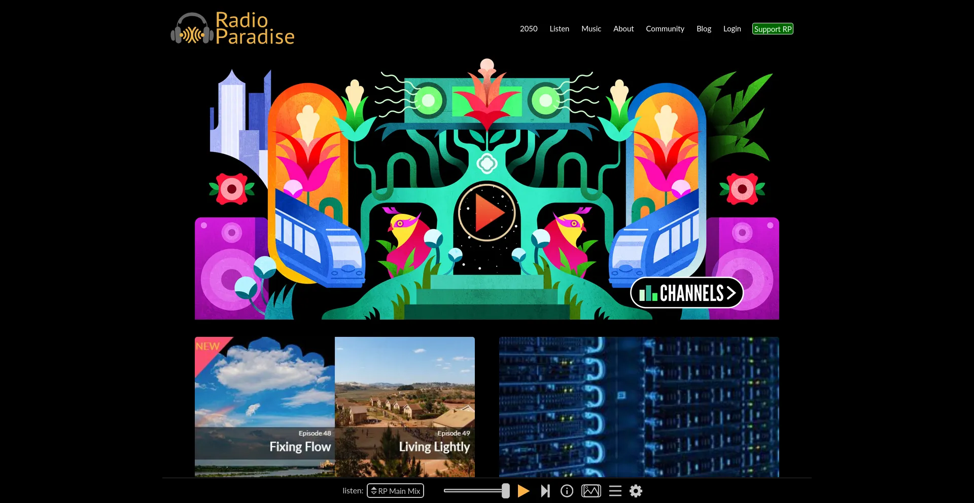 Screenshot of radioparadise.com homepage