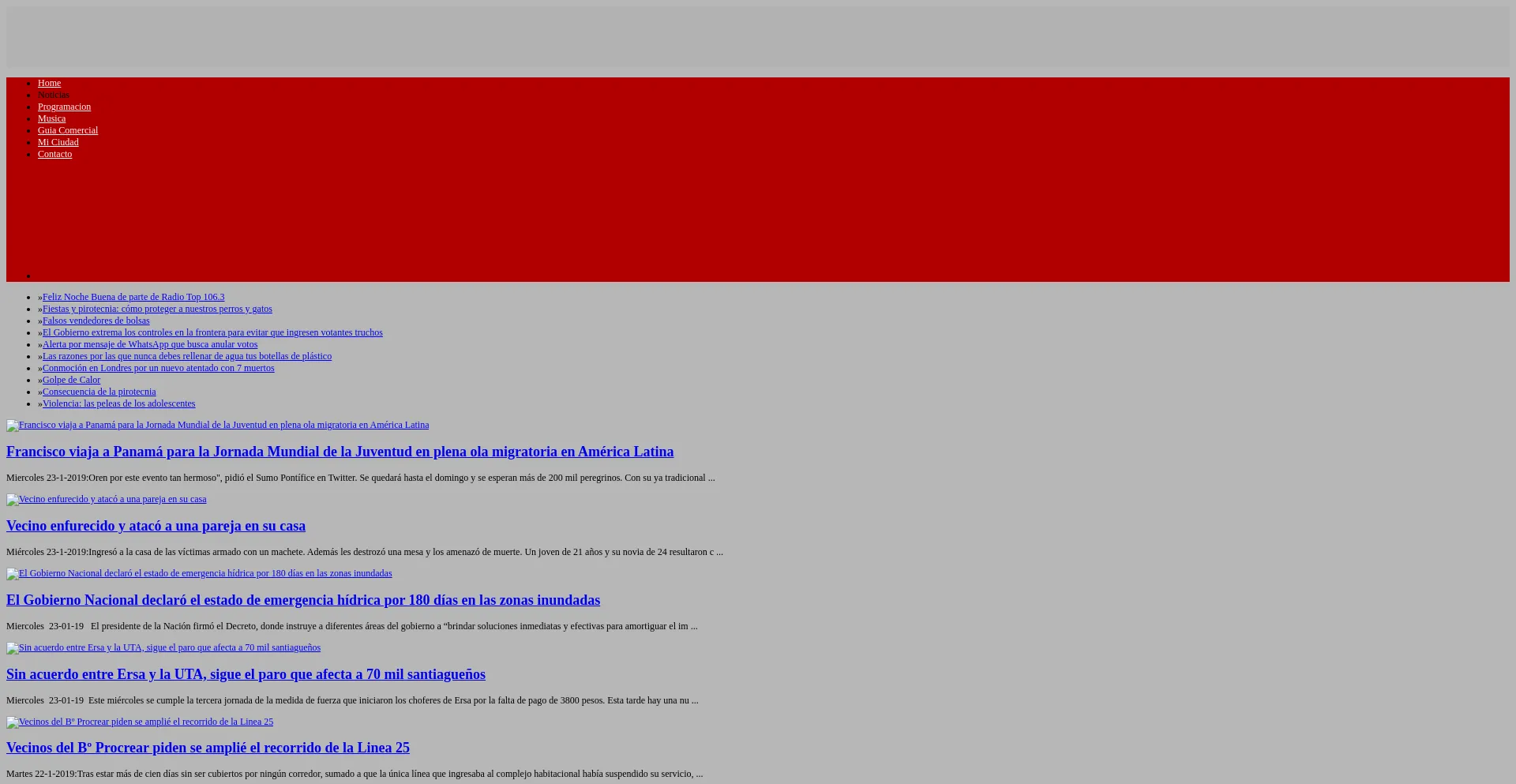 Screenshot of radiotoplabanda.com homepage