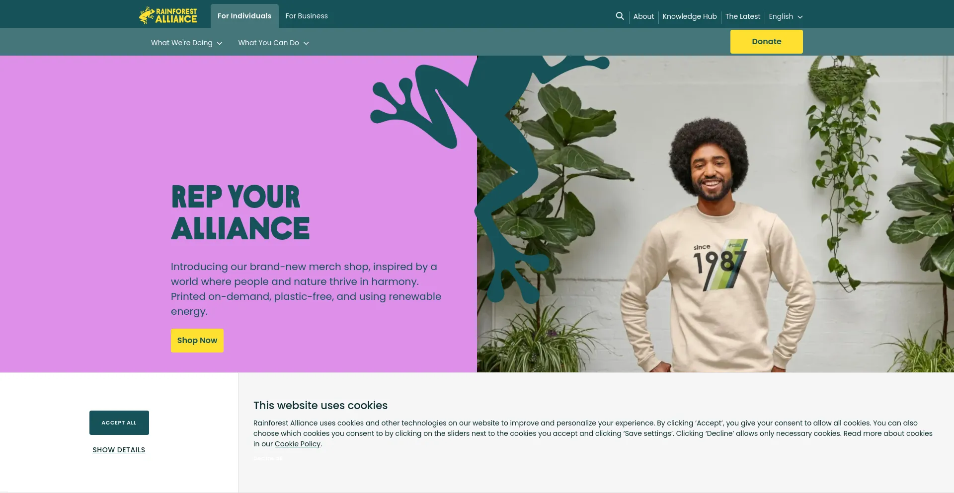 Screenshot of rainforest-alliance.org homepage