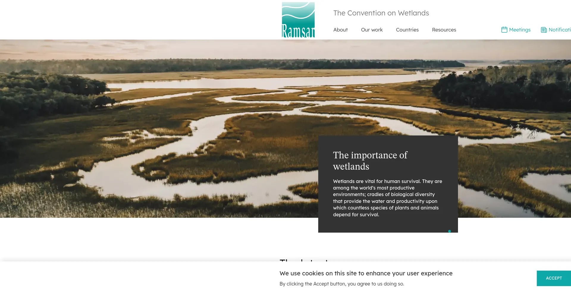 Screenshot of ramsar.org homepage