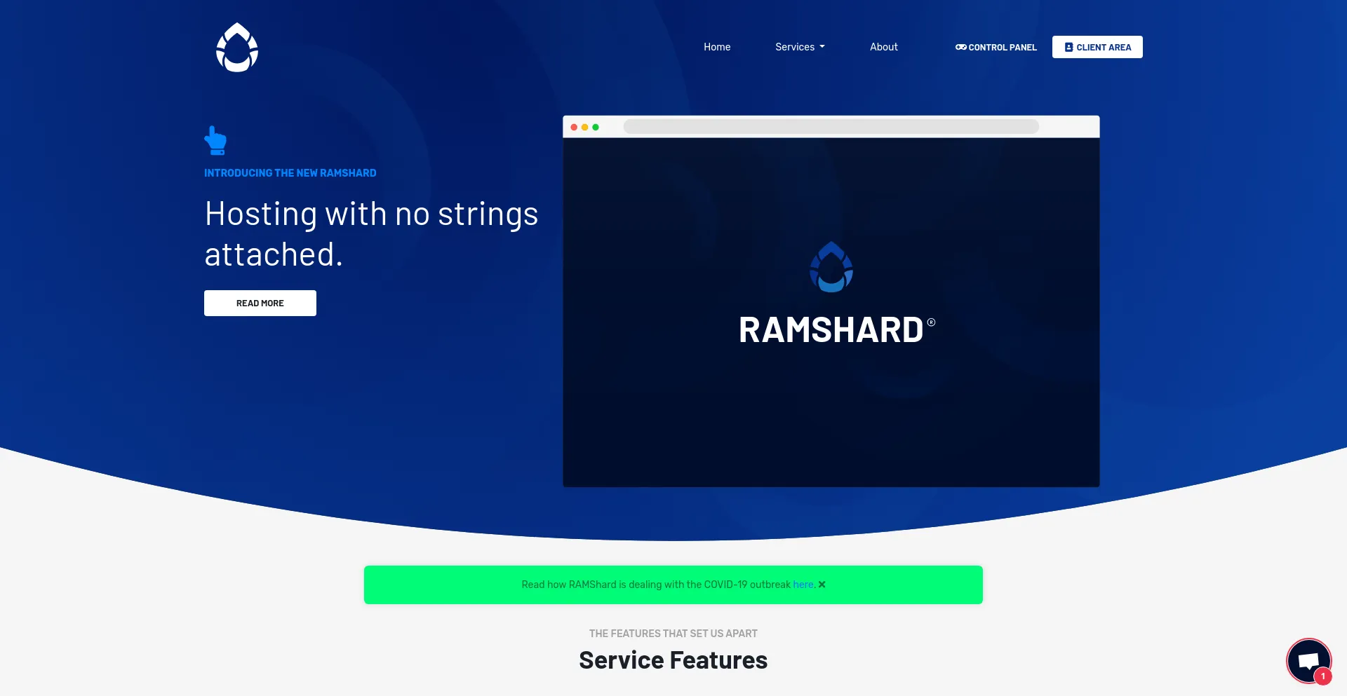 Screenshot of ramshard.com homepage