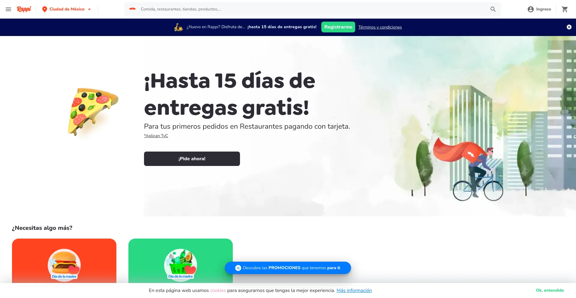 Screenshot of rappi.com.mx homepage