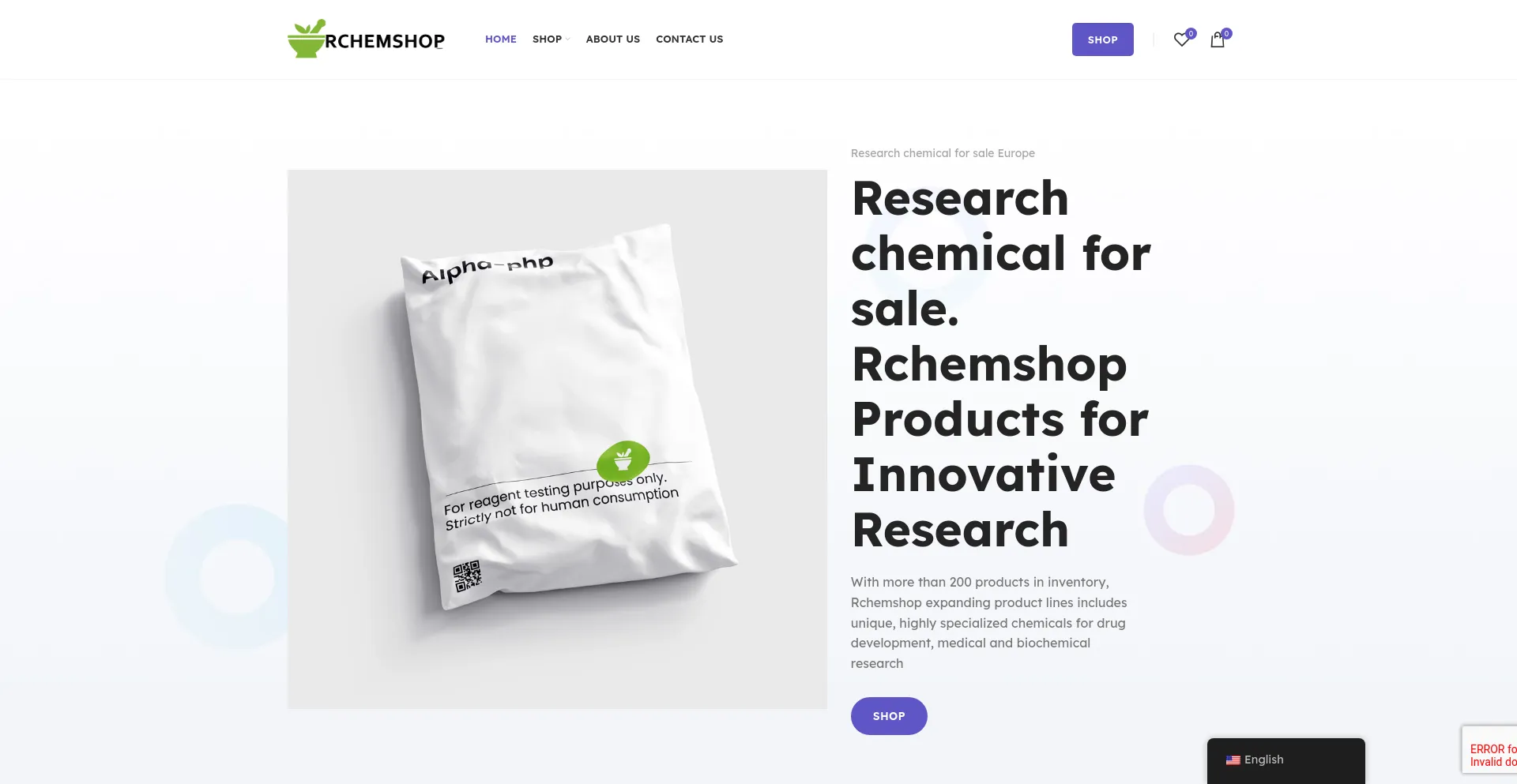 Screenshot of rchemshop.com homepage