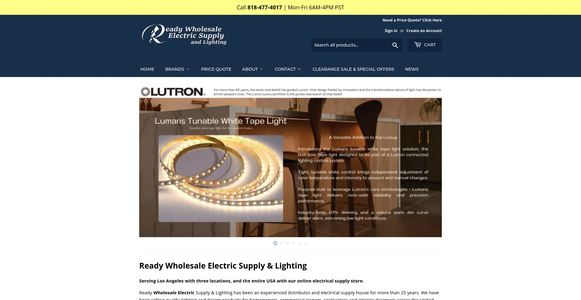 Screenshot of readyelectricsupply.com homepage