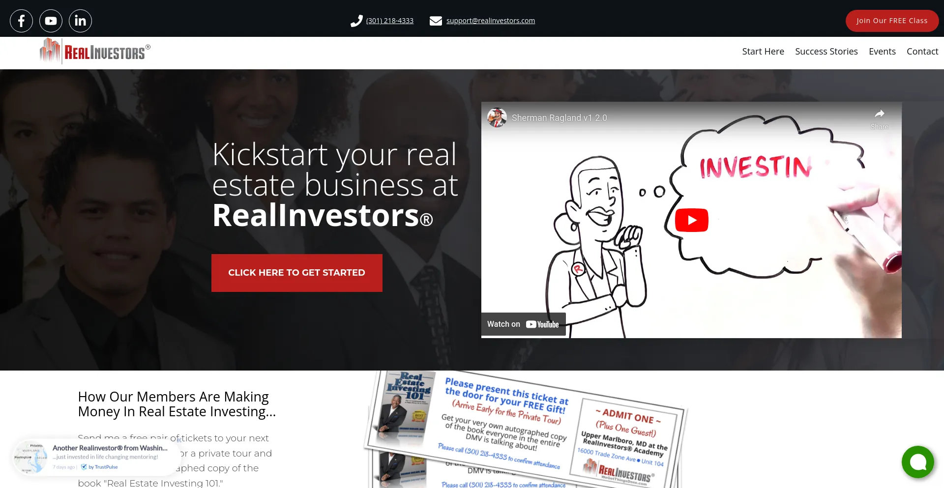 Screenshot of realinvestors.com homepage