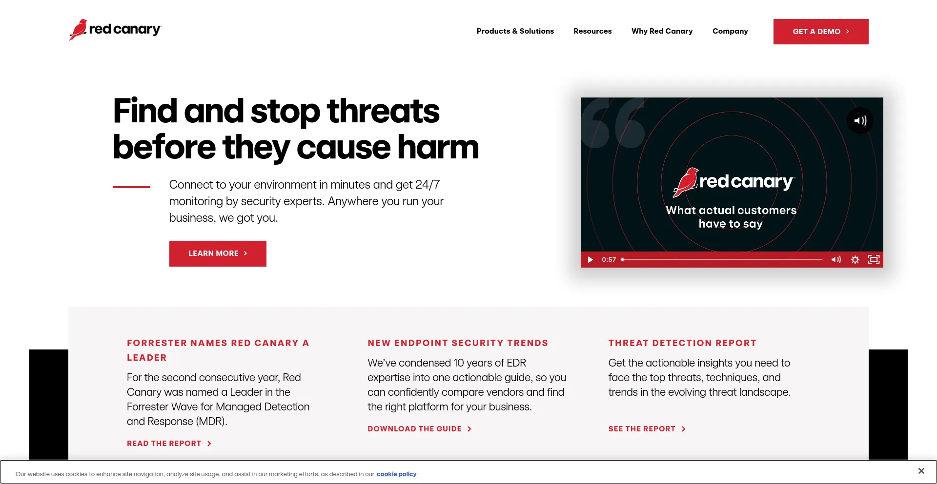 Screenshot of redcanary.co homepage