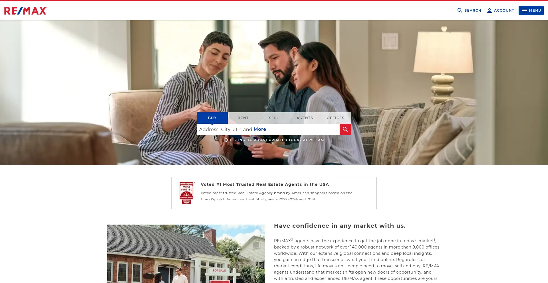 Screenshot of remax.com homepage