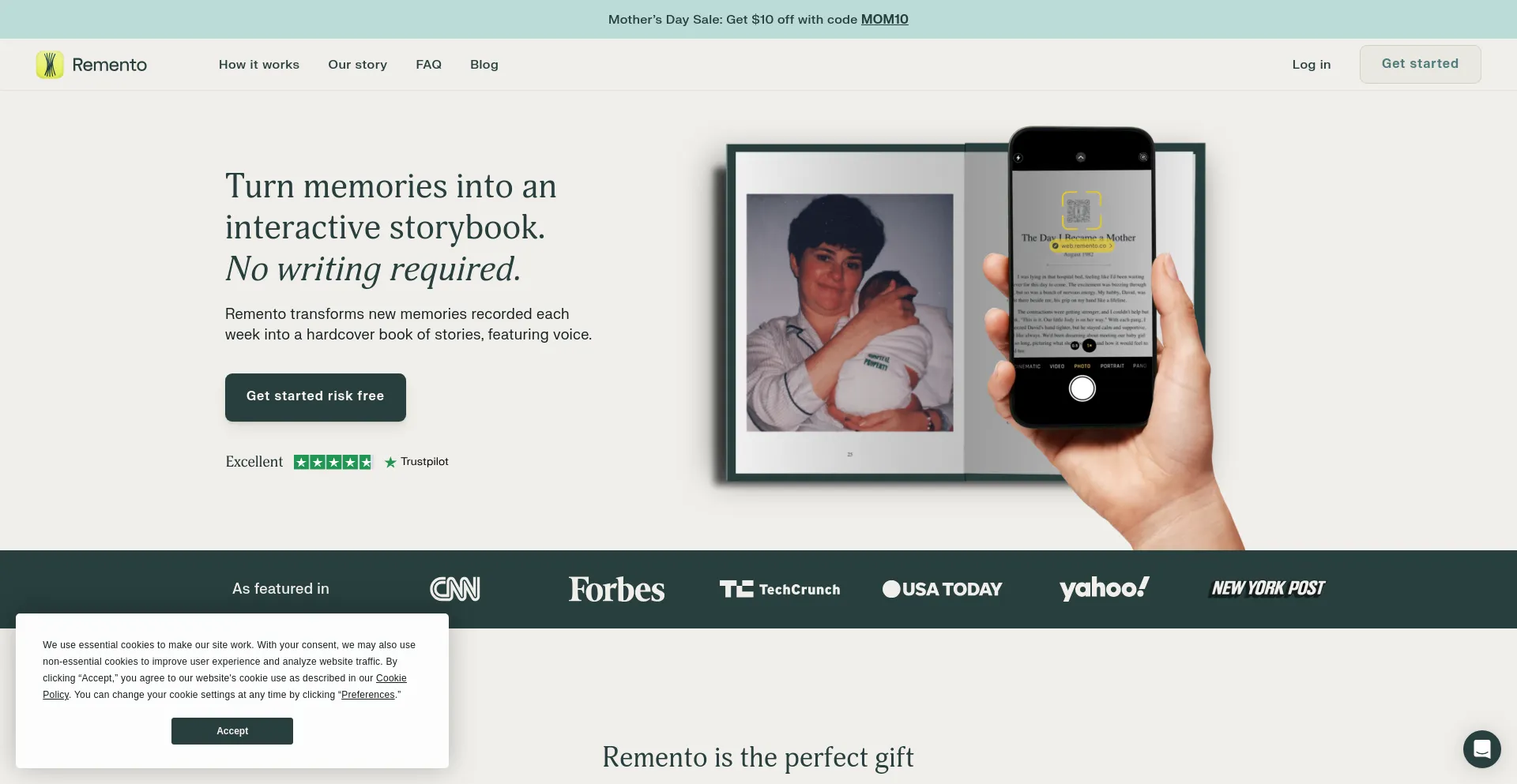 Screenshot of remento.co homepage