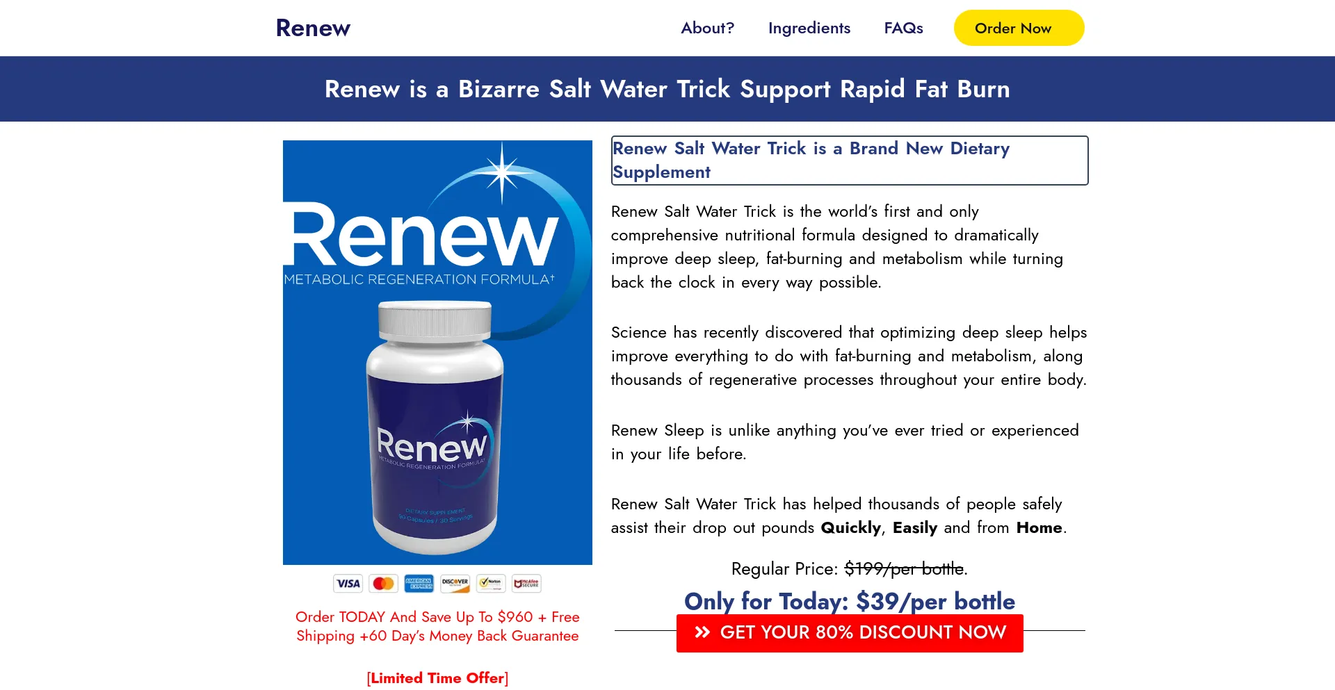 Screenshot of renew-saltwatertrick.com homepage