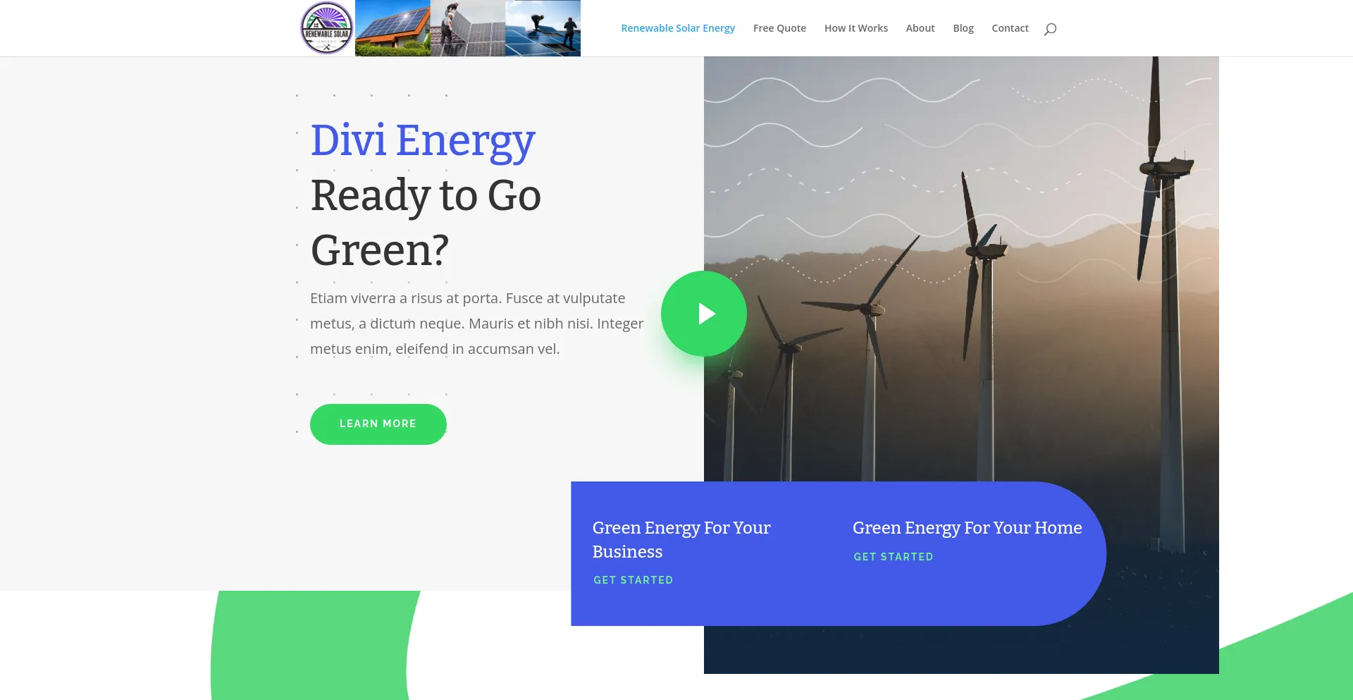 Screenshot of renewableenergy.solar homepage