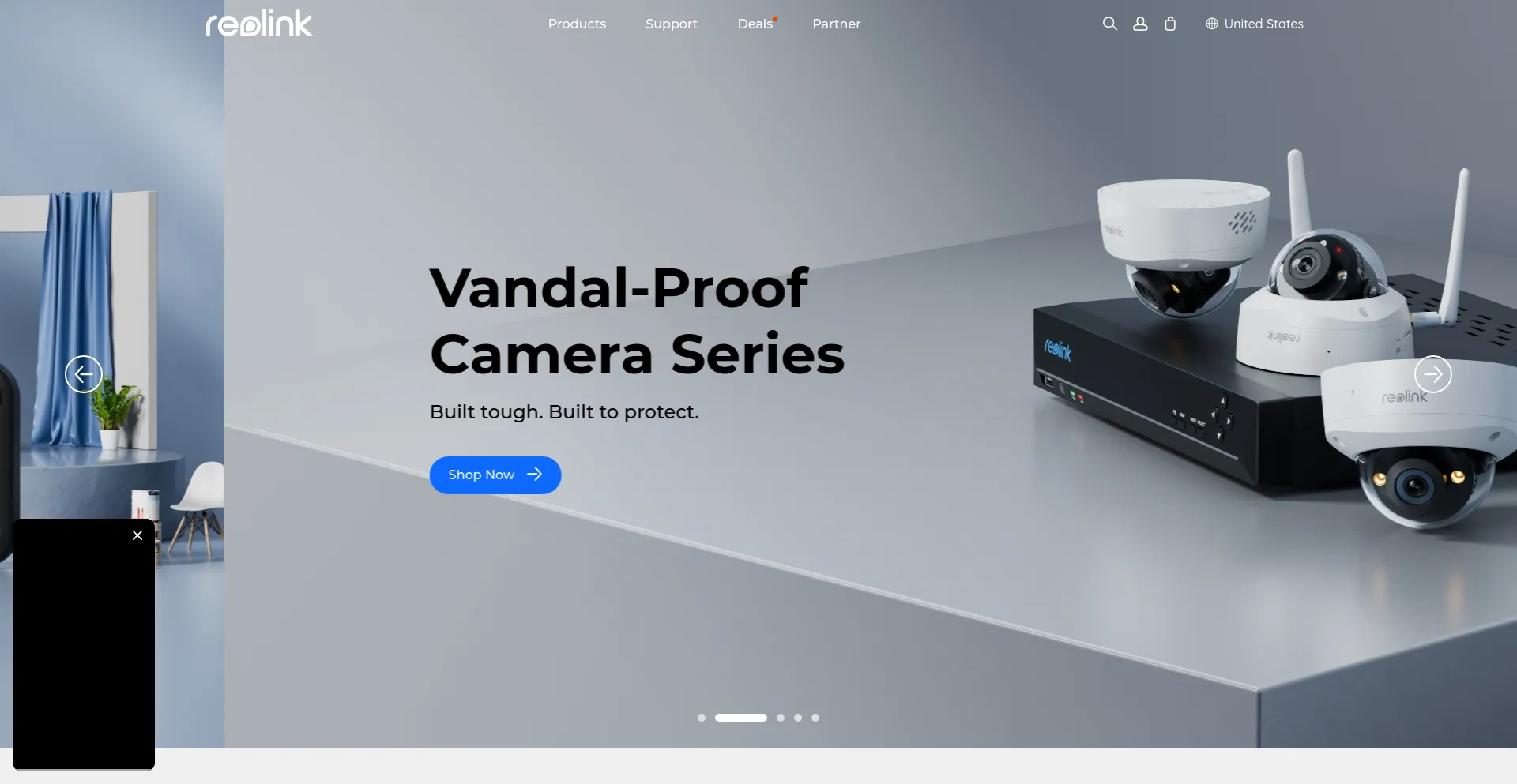 Screenshot of reolink.com homepage