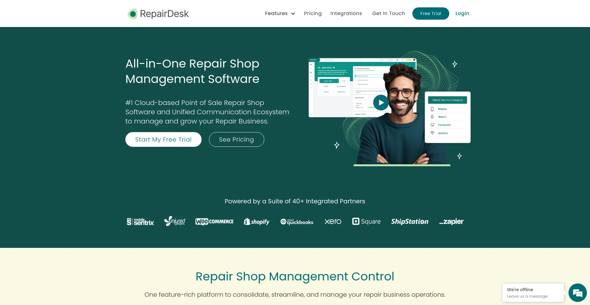 Screenshot of repairdesk.co homepage