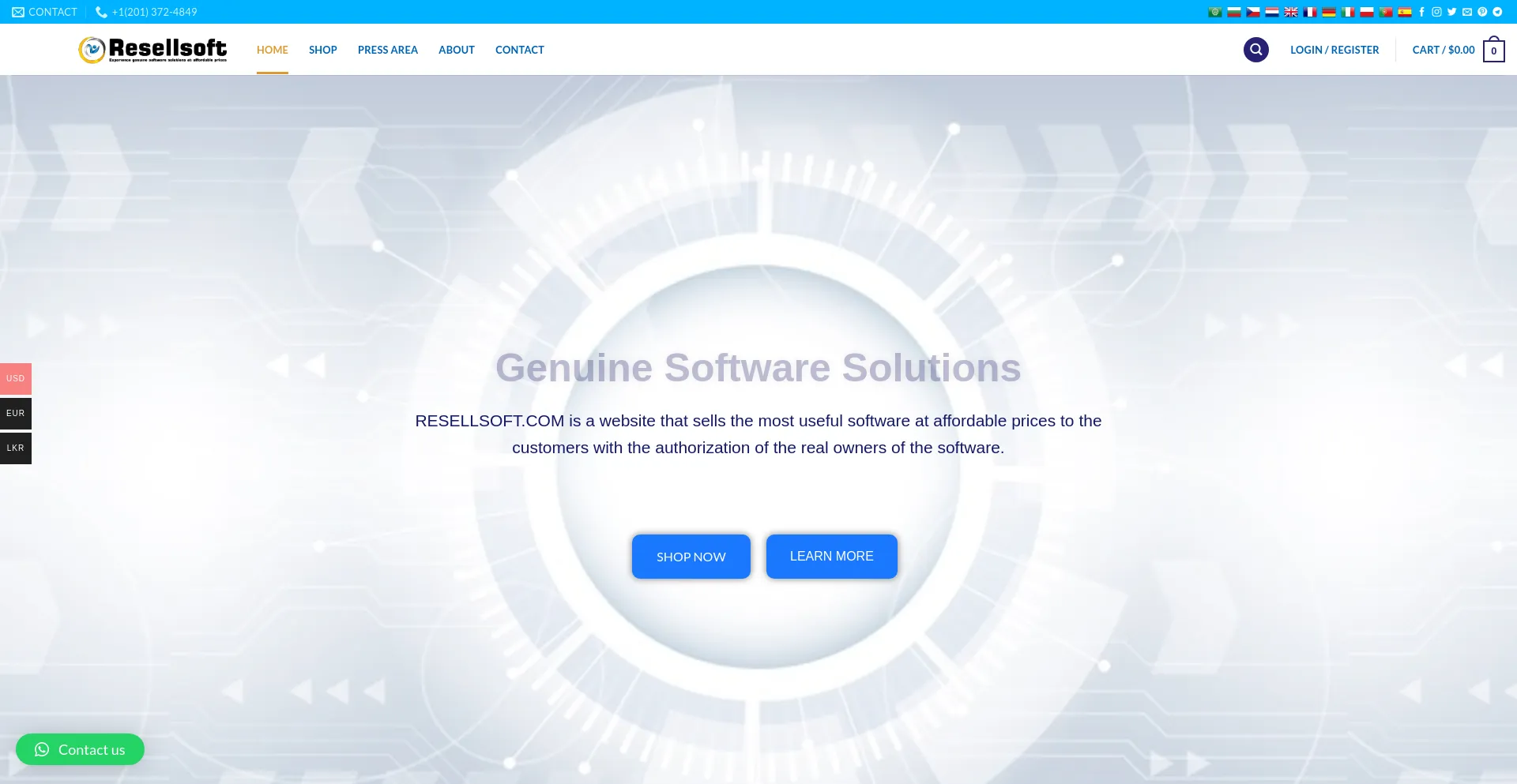 Screenshot of resellsoft.com homepage