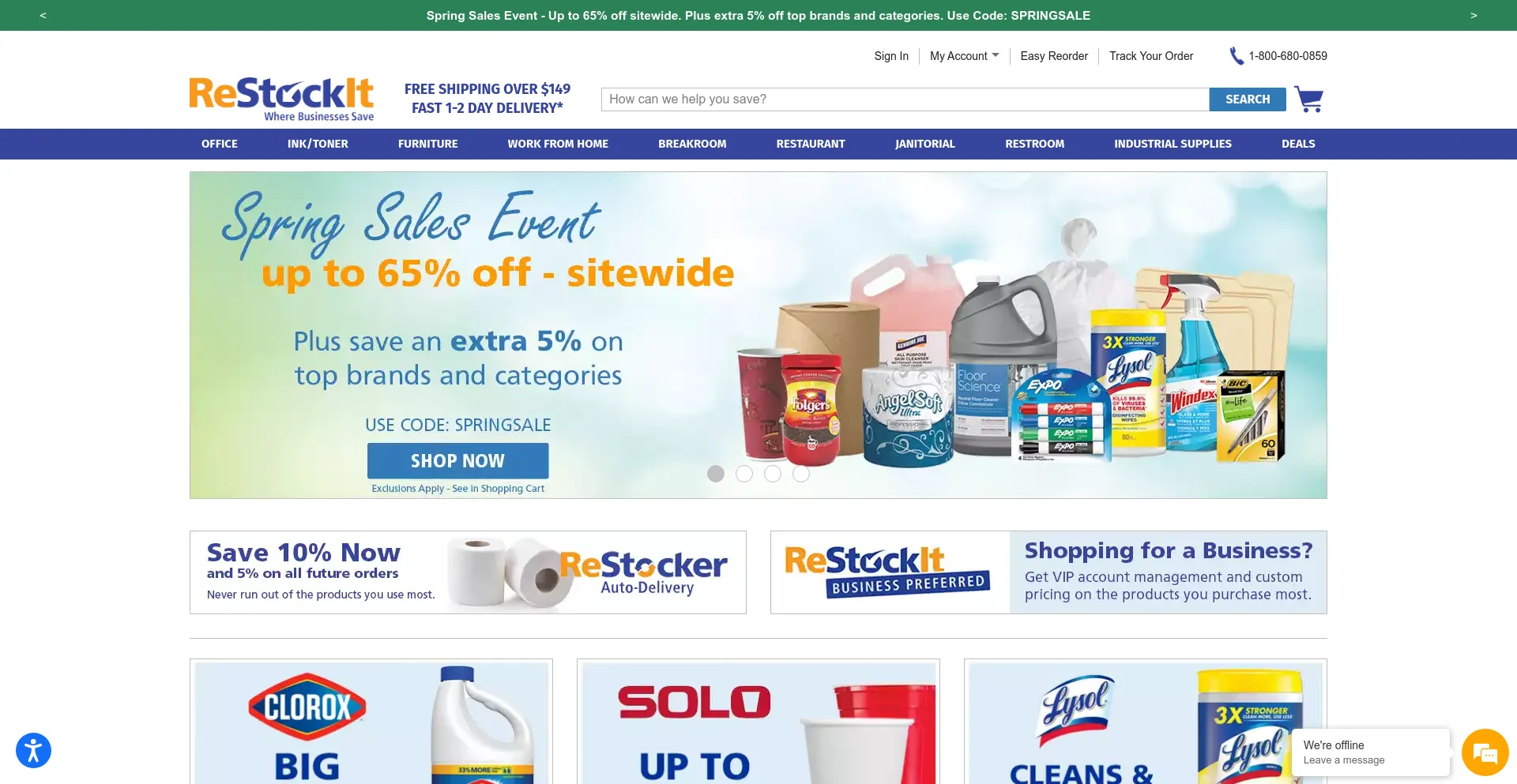 Screenshot of restockit.com homepage