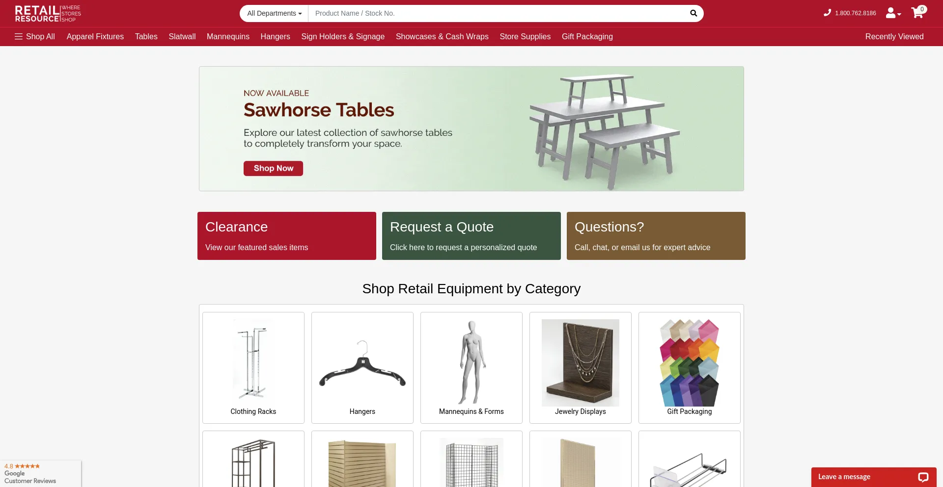 Screenshot of retailresource.com homepage