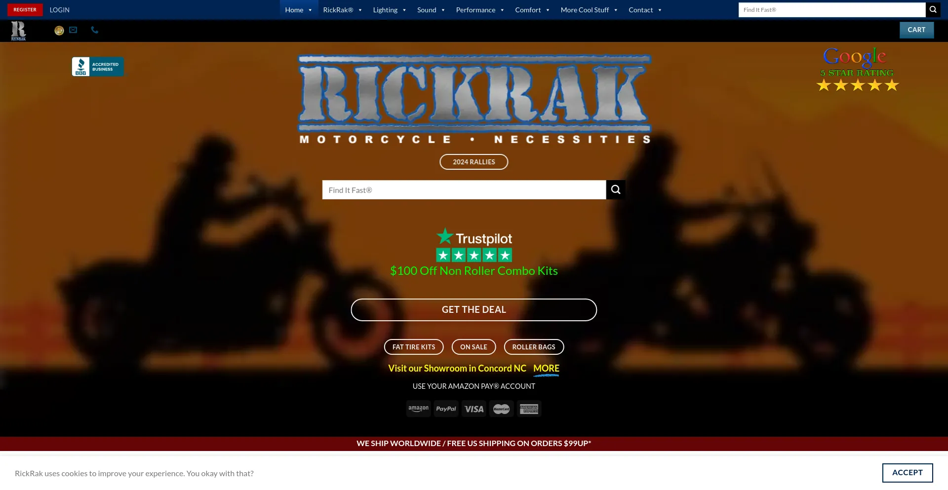 Screenshot of rickrak.com homepage