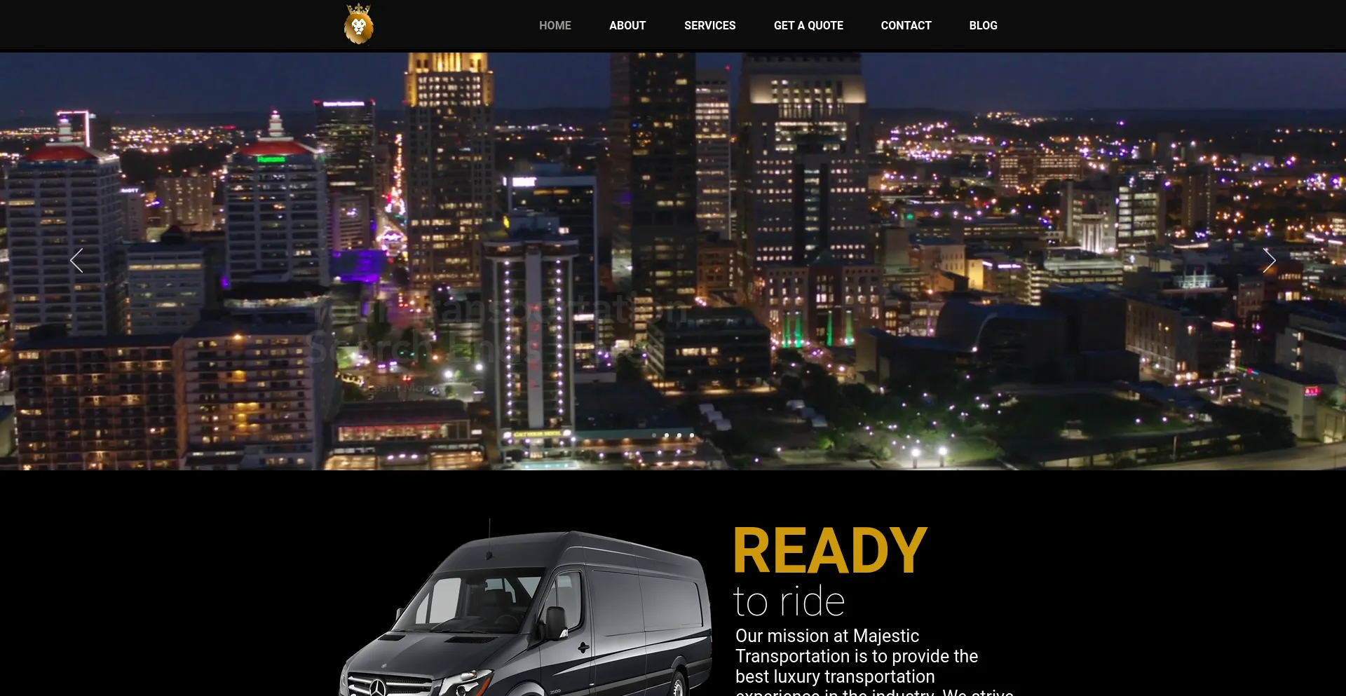 Screenshot of ridewithmajestic.com homepage