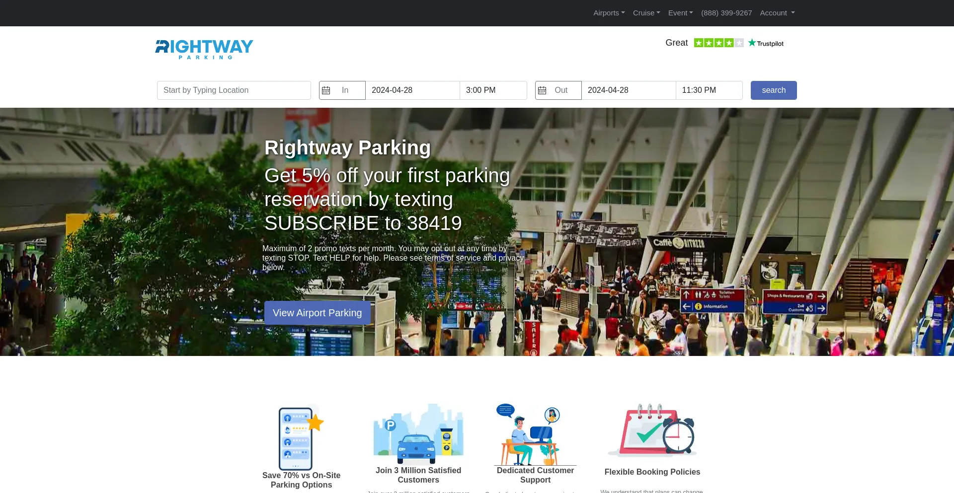 Screenshot of rightwayparking.com homepage